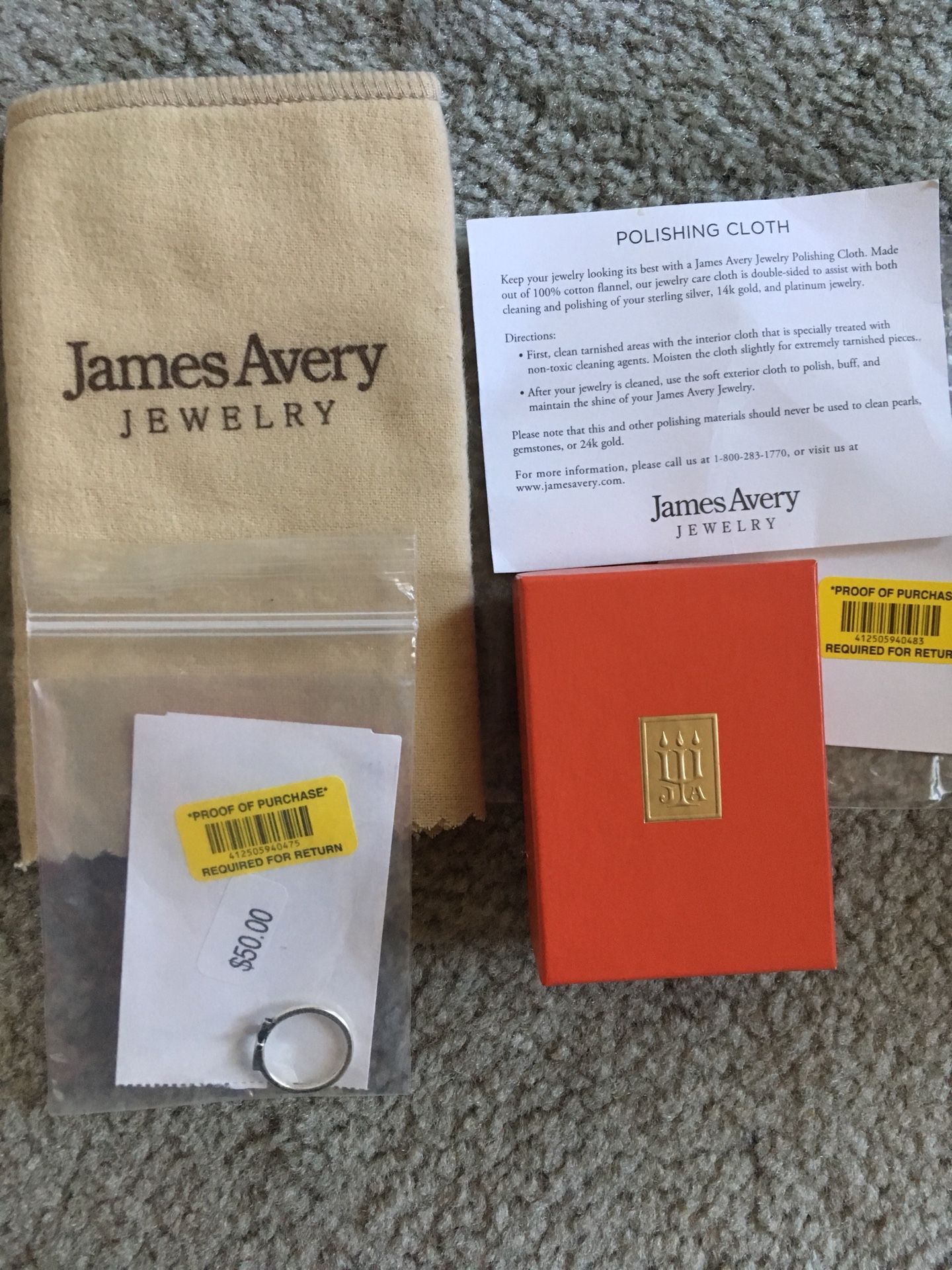 James Avery sterling silver cross ring size 7 with polishing cloth