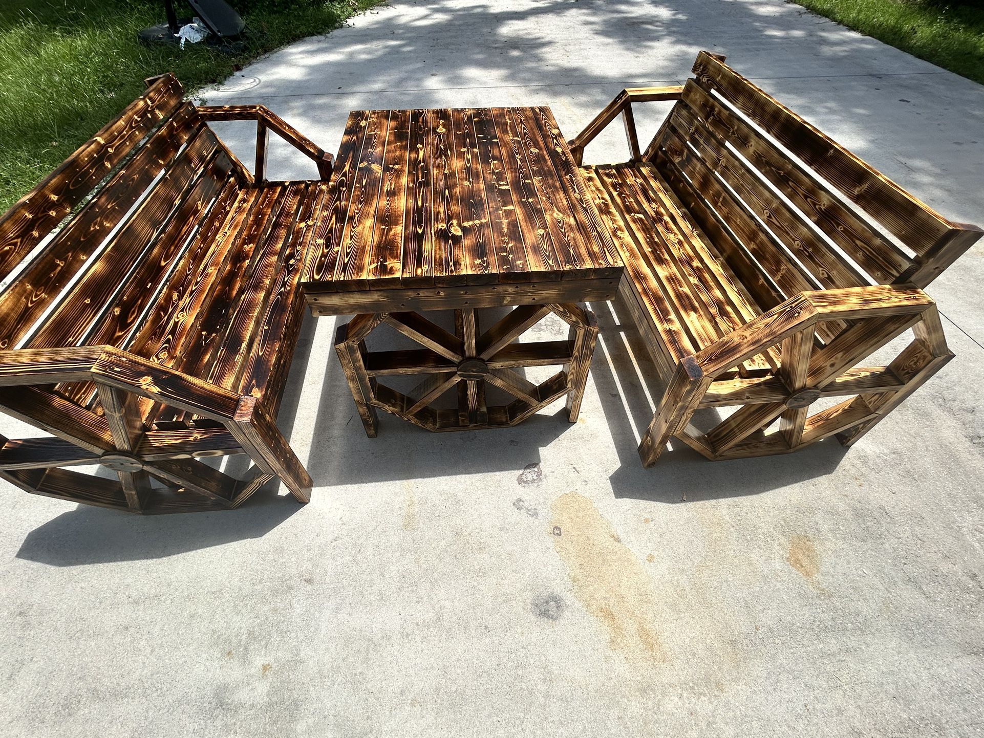 Wagon Wheel Benches Or Tables
