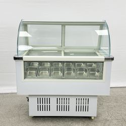 12 pan Ice Cream Gelato Display Dipping Cabinet freezer QBQ-188

