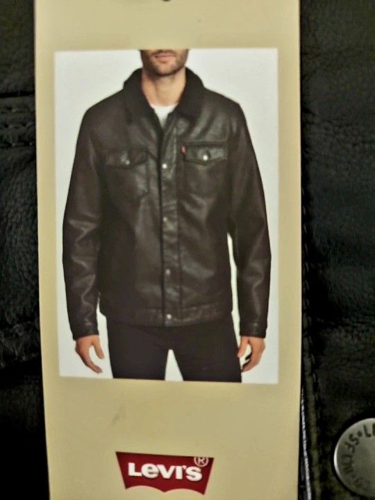 Levi's Black Leather Jacket Med. New!