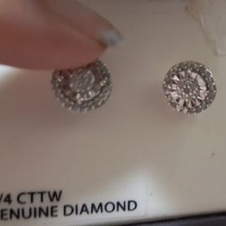 1/4 Cttw Diamond And Sterling Silver Earrings
