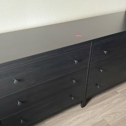 IKEA 6 Drawer Dresser In Black Brown Color