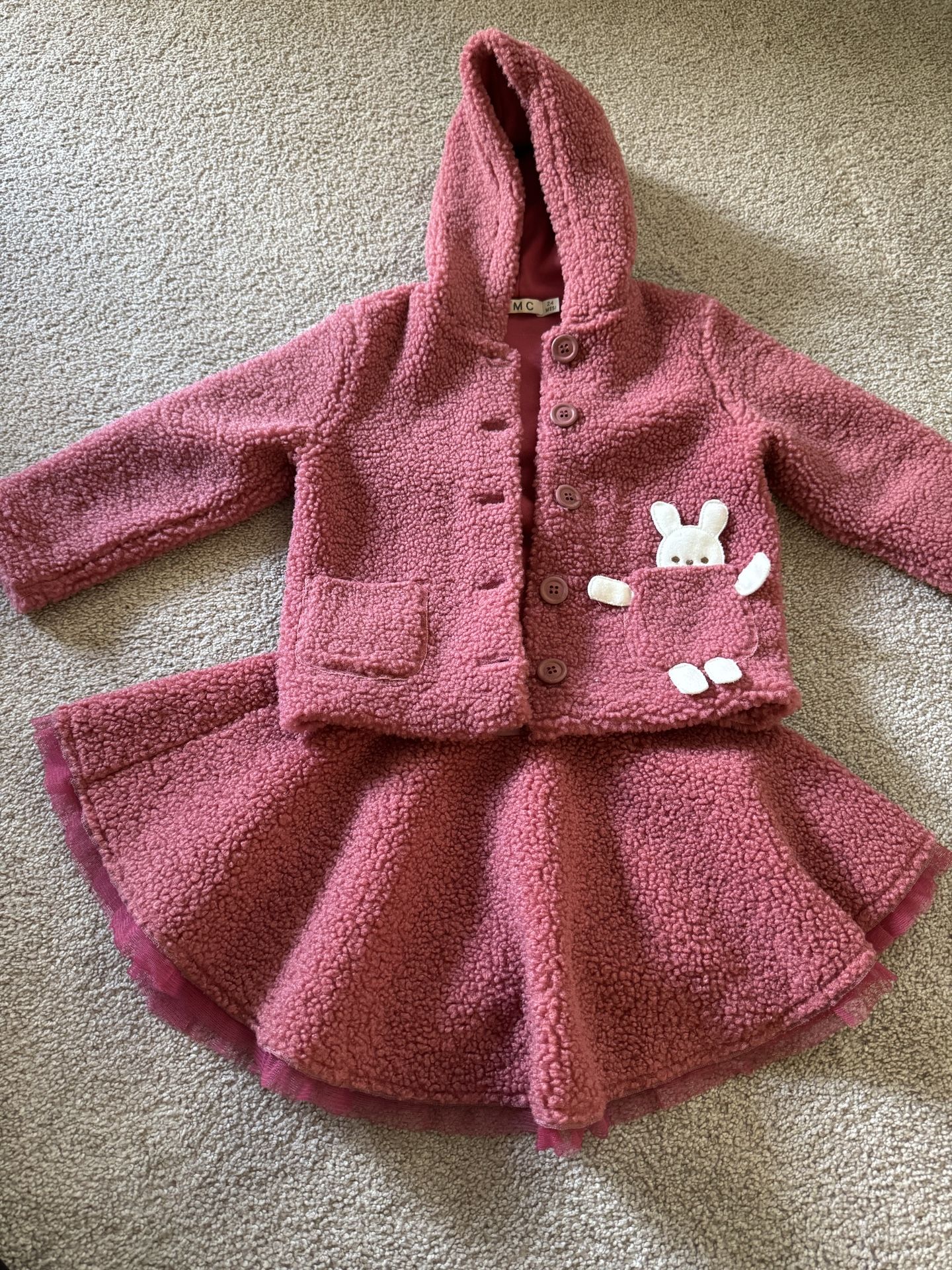 Teddy Fabric Jacket And skirt
