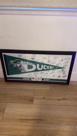 Full 2020 21 ducks team autographed banner