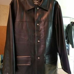 NEW AUTHENTIC ARMANI BLACK SIZE XL SOFT LEATHER JACKET