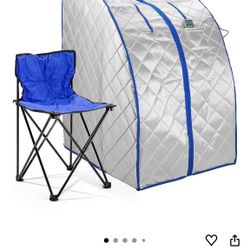 Durasage Infrared IR Far Portable Indoor Personal Spa Sauna with Heating Foot Pad and Chair, X-Large, Silver