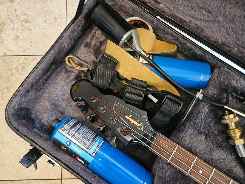 Epiphone Tobacco Firebird Bass With Flame Torch And Hardshell Case