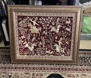 Hand Made Silk Framed Painting - Persian Rug
