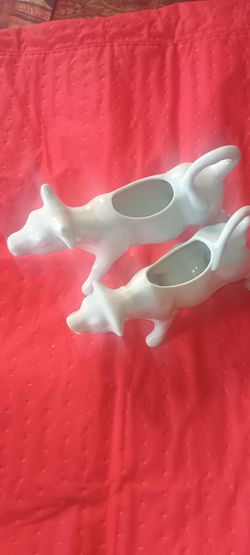 White Ceramic Cow Creamer Set of 2