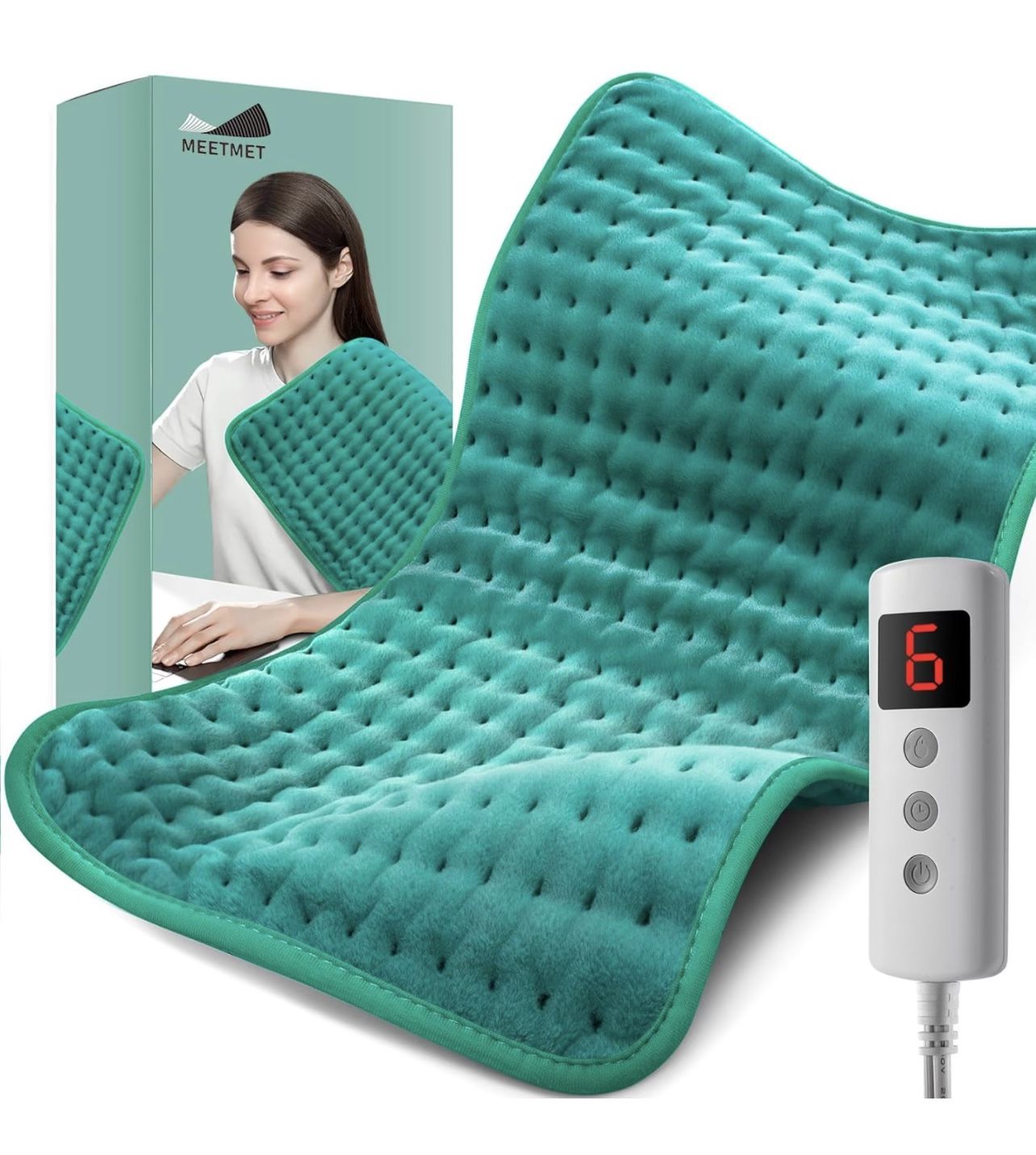 BRAND NEW IN BOX Meetmet Heating Pad for Back, Neck, Shoulder Pain and Cramps, Electric Heating Pads with Auto Shut Off, Moist Dry Heat Options