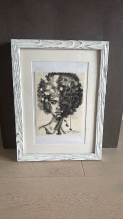 Original Hand-Drawn Portrait – Signed Artist – Framed