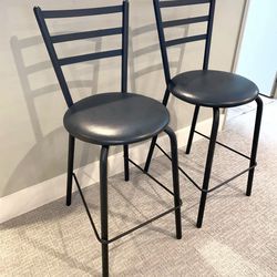 Vintage Pair Of Black Bar Chairs By Amisco Industries Ltd
