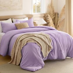 Full Comforter Set, Lavendar Soft Prewashed Bedding for All Seasons, 3 Pieces GentleSoft™ Bed Set, 1 Lightweight Comforter (82"x86") and 2 Pillowcases