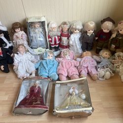 Precious Moments Dolls Lot Plus Barbie Dolls