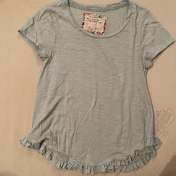 Light Green Ruffle Trim T-shirt Small 