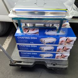 4 Pack Premier Chafers Stainless Steel Chafing Dish 11 Qt. Full Size Buffet Trays  