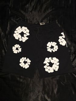 Denim Tears The Cotton Wreath Sweat Shorts, Black, Size S, M, L & XL