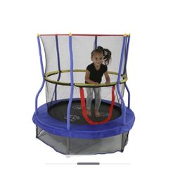 Trampolines 55-Inch Bounce-N-Learn Trampoline, with Enclosure and Sound, Blue