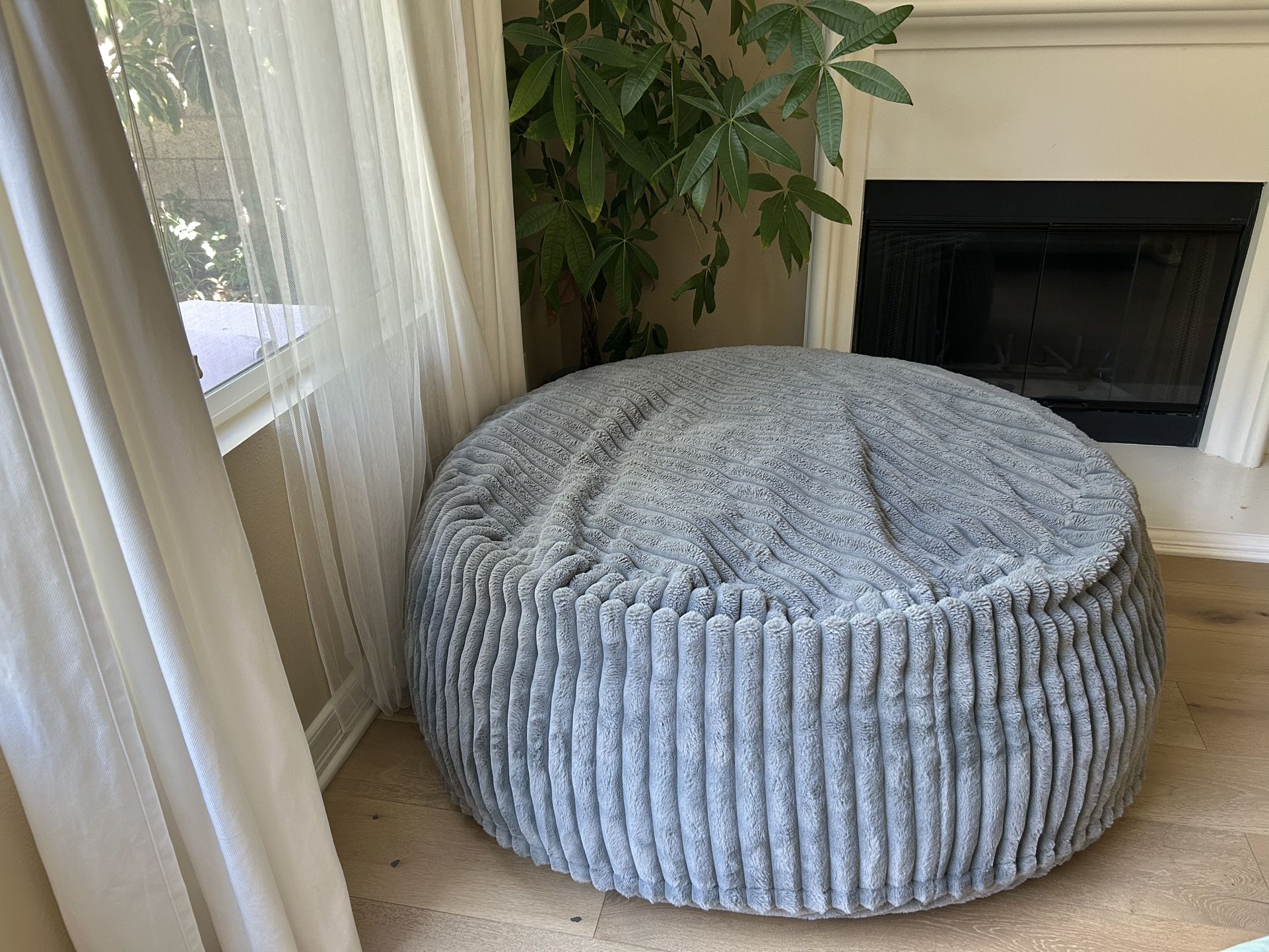 Large Plush Round Bean Bag Chair – Soft Corduroy Cover