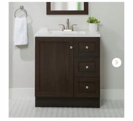Bannister 31 in. Single Sink Dusk Freestanding Bath Vanity with White Cultured Marble Top