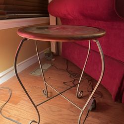 Circular Wood & Glass End Table 16”diameter X 20” H