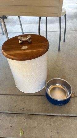 Dog food storage and water bowl