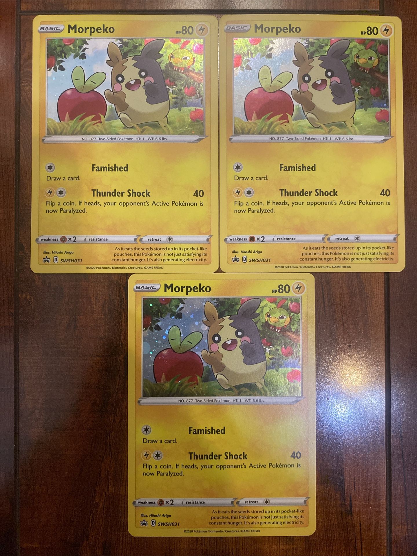 Pokemon Morpeko SWSH031 Black Star Promo Cosmos Holo Lot of 3 with Swirls! NM