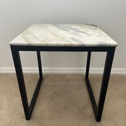Square accent table with marble top