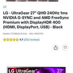 LG - UltraGear 27” QHD