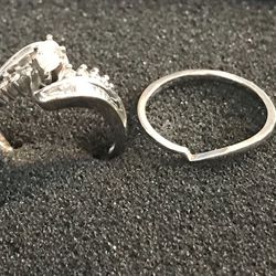 $700 or best reasonable offer - Women's Engagement/Band Rings - 14K White Gold with 1 CT Diamonds (both rings)
