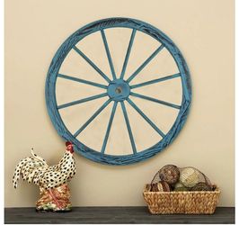30 inch Set of 2 Blue Wagon Wheel Design Hanging Wall Decor
