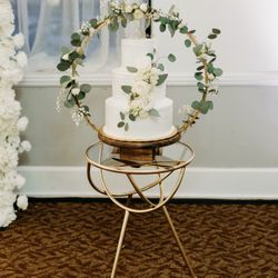 Modern Wedding Cake Stand / Floral Hoop Display – $120