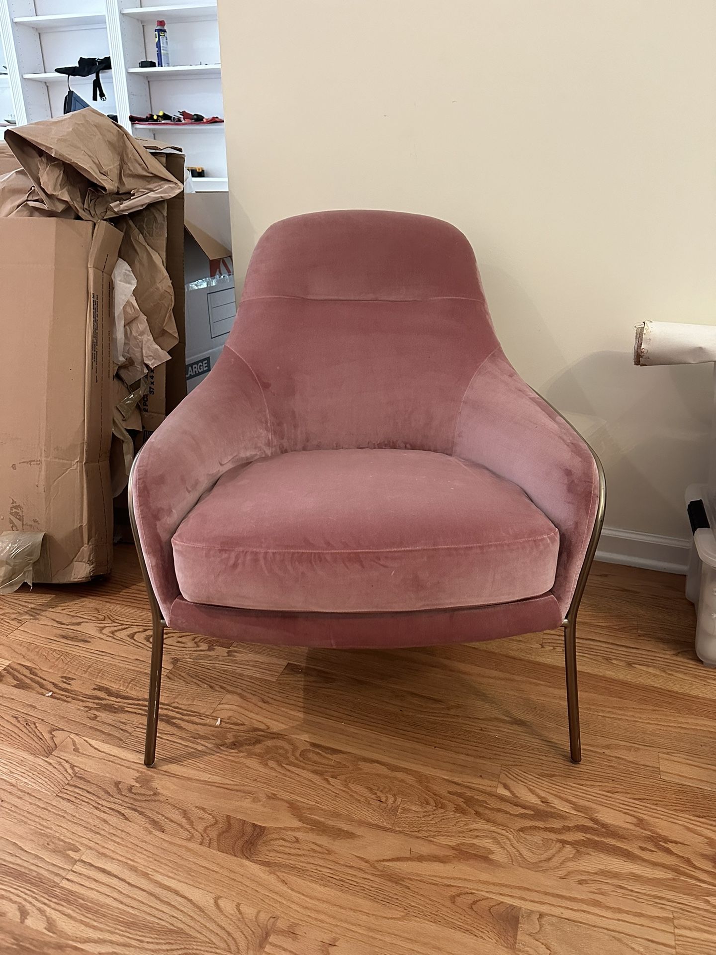 Pink Velvet designer arm Chair 