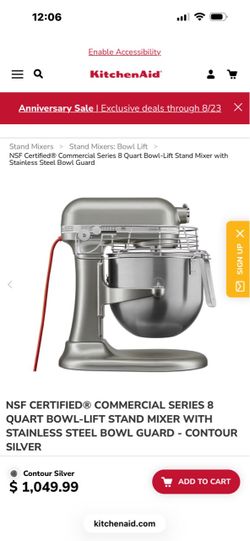 8qt commercial grade kitchenaid mixer