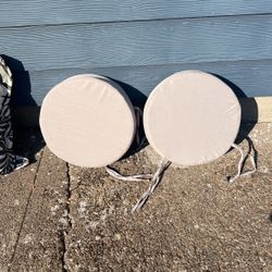 Round Gray Outdoor Seat Cushions 15” Set Of Six