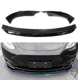 Fit for Tesla Model Y 19-23 Gloss Black Front Bumper Lip Splitter 3-Section