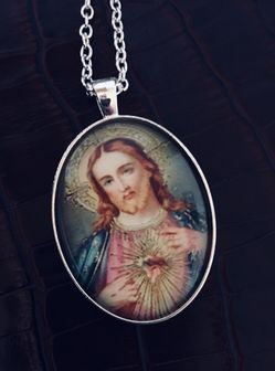 Jesus Loves You Cabochon Pendant Necklace