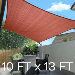 New In Box 10x13 Feet Sun Block Shade Sail Rectangular Screen With Anchor Ropes Tan Or Terracotta Color Not A Waterproof Tarp 