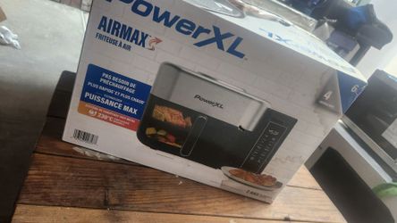 PowerXL 6.3 Quart AirMax Air Fryer Oven with Four Presets and Compact Two-Tier Design, 450F Maximum Temperature, No Preheat Needed