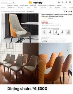 Homary Diamic Series Set of 6 Modern Faux Leather Dining Chairs