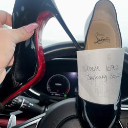 AUTHENTIC CHRISTIAN LOUBOUTIN PATENT LEATHER "FIFI" 85 PUMPS LUXE SHOES BLACK 37.5