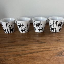 Vintage Nordic Ceramic Scandinavian Deer votive candle holders Set Of 4