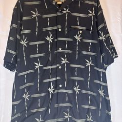 Sgt. Leisure Men’s  Button Up Short Sleeve Maui Hawaii Kauai Bamboo/Leaves