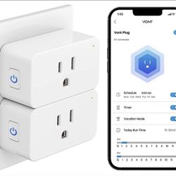 Vont Smart Plug-2 Pack Alexa, WiFi, Bluetooth, Google Assistant & IFTTT,  Timer
