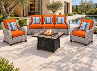 New patio set with fire pi