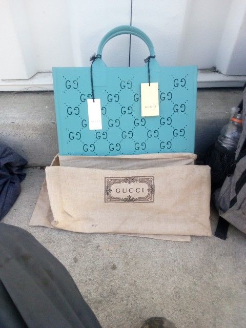 Blue Gucci Rubber Tote Purse