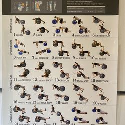 Laminated Poster STABILITY-BALL Workout Exercise for Men 18"X24"