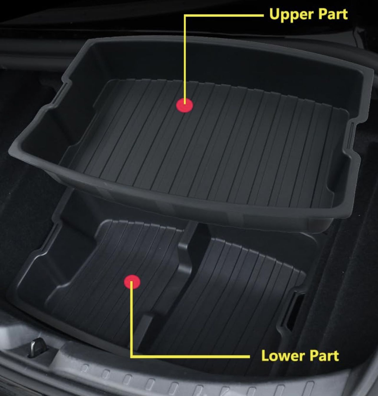Trunk Organizer Storage Box for Tesla Model 3 2024 2025 2026, Two-Layers Storage Bins fits Tesla New M3 Trunk Accessories