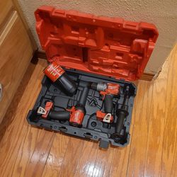 Milwaukee M18 Hammer Drill, 1/4" Hex Impact Driver, Case, Cup