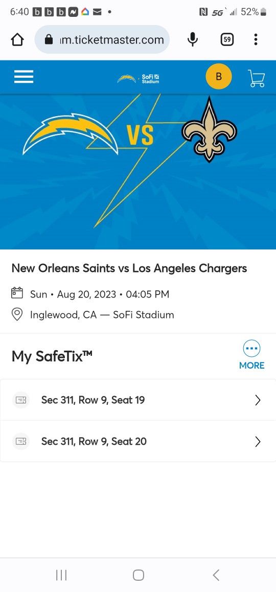2 Tickets Good Seats